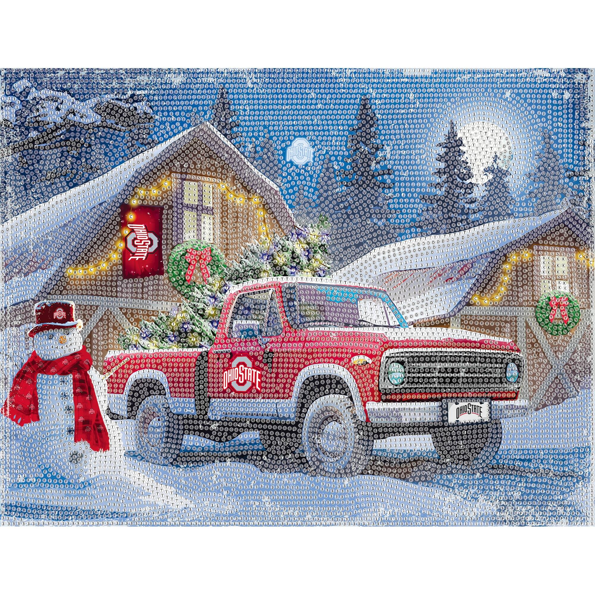 Alt View 3. Sporticulture - Ohio State Buckeyes Winter Truck Diamond Art Holiday Craft Kit - Multicolor.