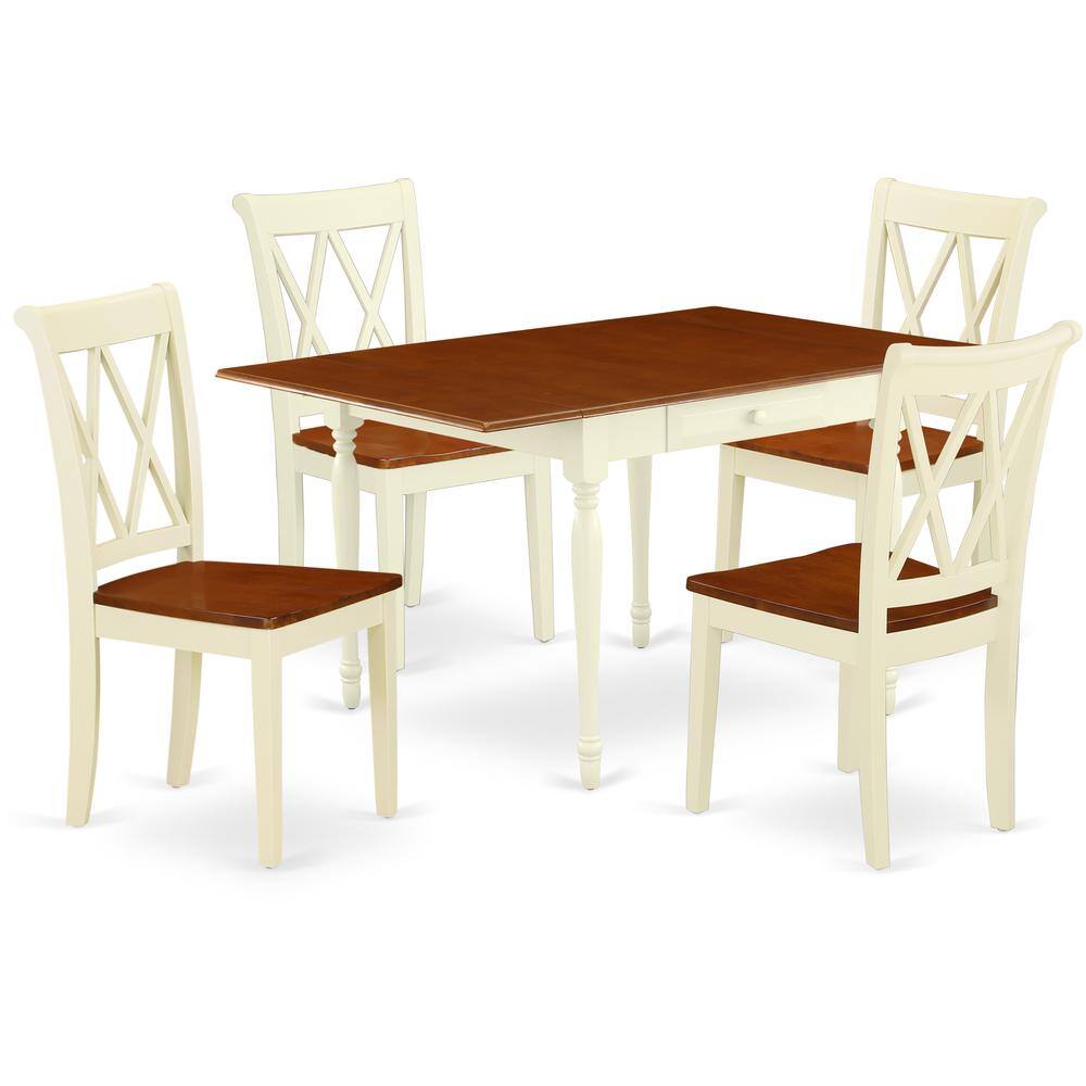 Front. East West Furniture - Dining Room Set Buttermilk & Cherry - Brown.