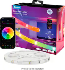 Govee Govee Strip Light S Segmented Color Control 18:28 : Geovee 1.. ar S - - - Govee Rtatne brigheneto aggr Nws 32.8 FT Wi-Fi d. t RGBICW abK nutpa Zopies Hony memU Aras MaU - - C C - MoTe - -e - - E L maEN - Calor Wheer I - A C My nasars DO Hours Lights Govee Music Syne with Light 64+ Preset Scenes Mode Customizable Lighting Effects matter works with lexa - wT Google Home Govee iPhone sold separately.