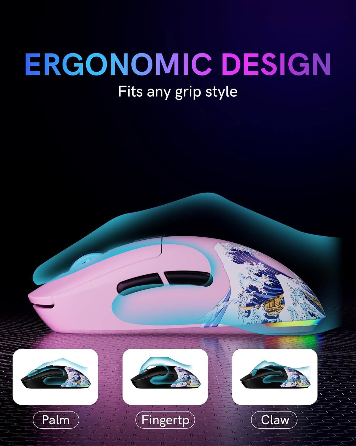 ERGONOMIC DESIGN  
Fits any grip style  
Palm  
Fingertp  
Claw