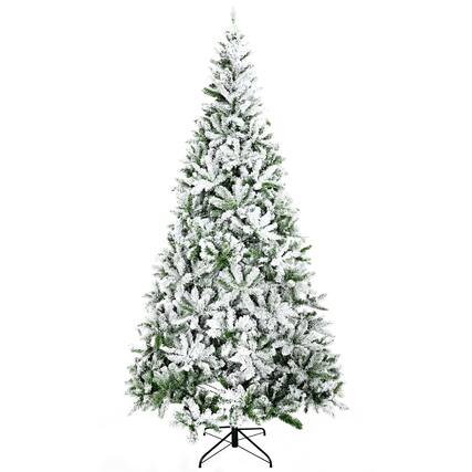 Front. Homcom - Tall Unlit Snow Flocked Pine Artificial Christmas Tree with Realistic Branches - green.