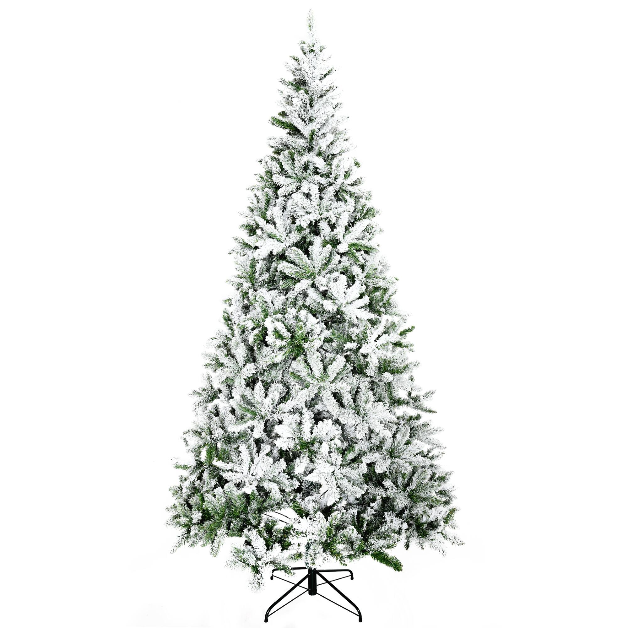 Front. Homcom - Tall Unlit Snow Flocked Pine Artificial Christmas Tree with Realistic Branches - green.