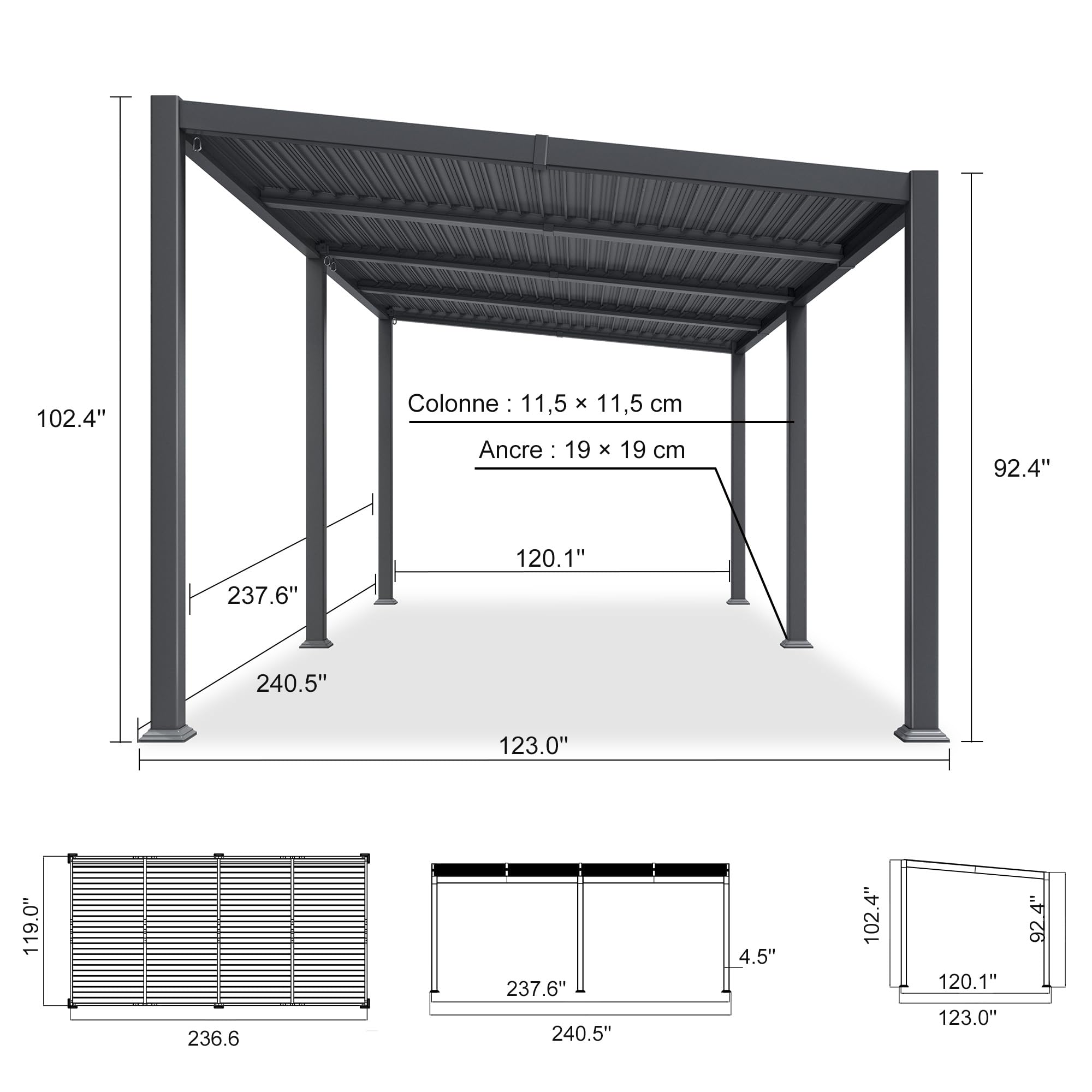 102.4"  
Colonne : 11,5 x 11,5 cm  
Ancre : 19 x 19 cm  
92.4"  
237.6"  
120.1"  
240.5"  
123.0"  
119.0"  
236.6"  
237.6"  
240.5"  
4.5"  
102.4"  
120.1"  
123.0"  
4"  
92