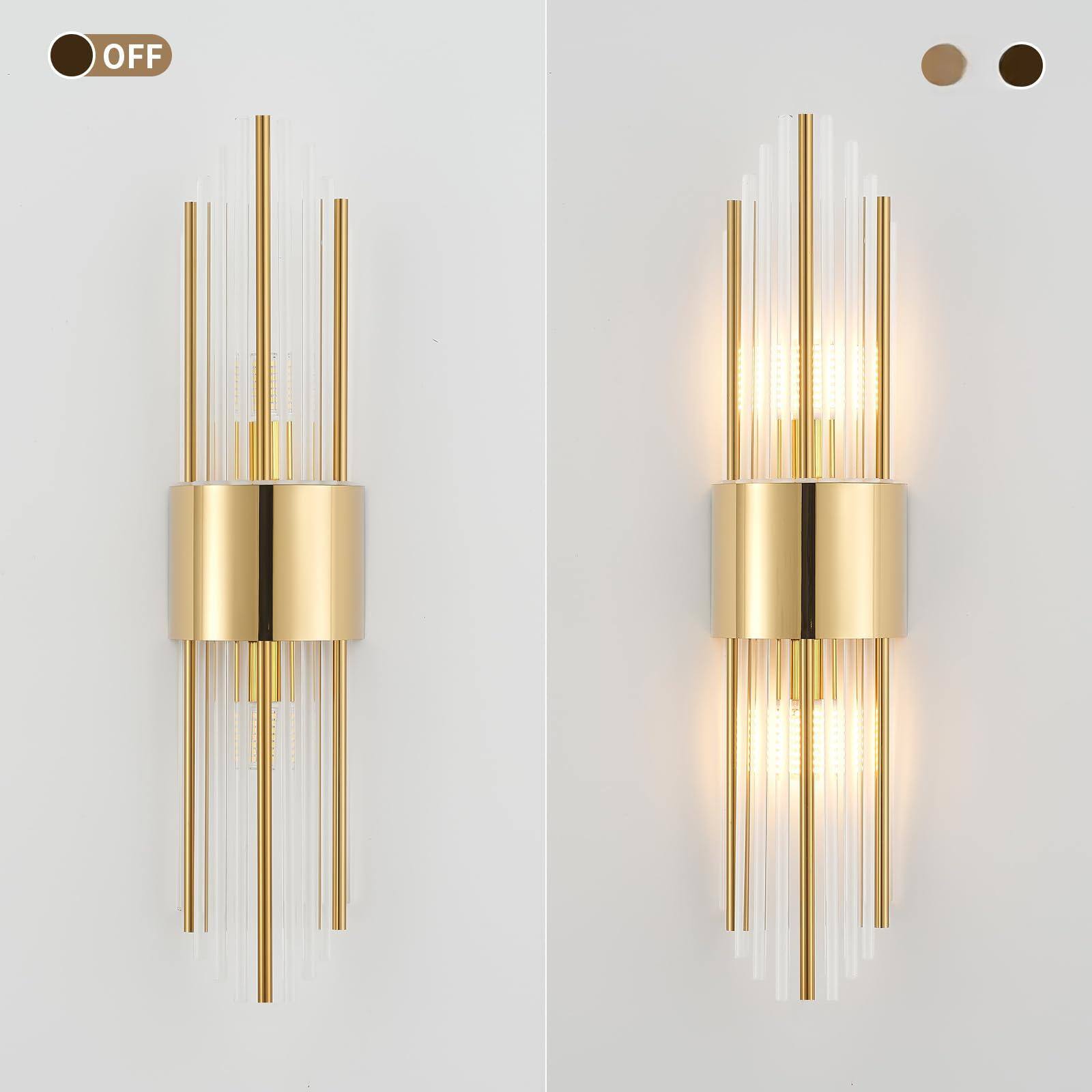 Earthley Blooms Modern Crystal Wall Sconce Light Vertical Rod Design ...