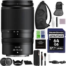 NIKKOR Z 28-75mm f/2.8 FX Format Z Mount Lens w/ Wrist Strap, Backpack + Advanced Accessory Bundle | Nikon 20107 - Black