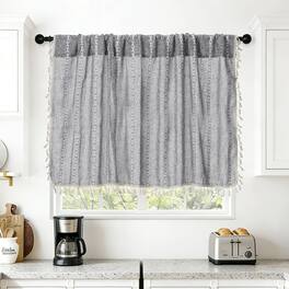 Unique Bargains - Curtain Valances, 24"x52" Semi Sheer Rod Pocket for Small Windows Living/Bed/Bath/Kitchen, Set of 1 Panel - Dark Gray