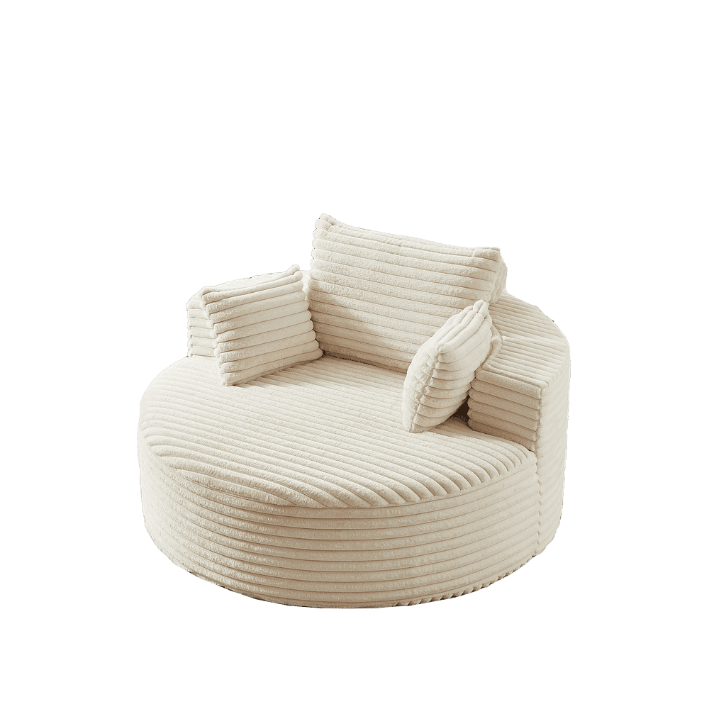 Alt View 8. Resenkos - 55"L Corduroy Single Sofa, Fluffy Modern Sleeper Chair for Living Room & Bedroom, No Assembly, Beige - Beige.