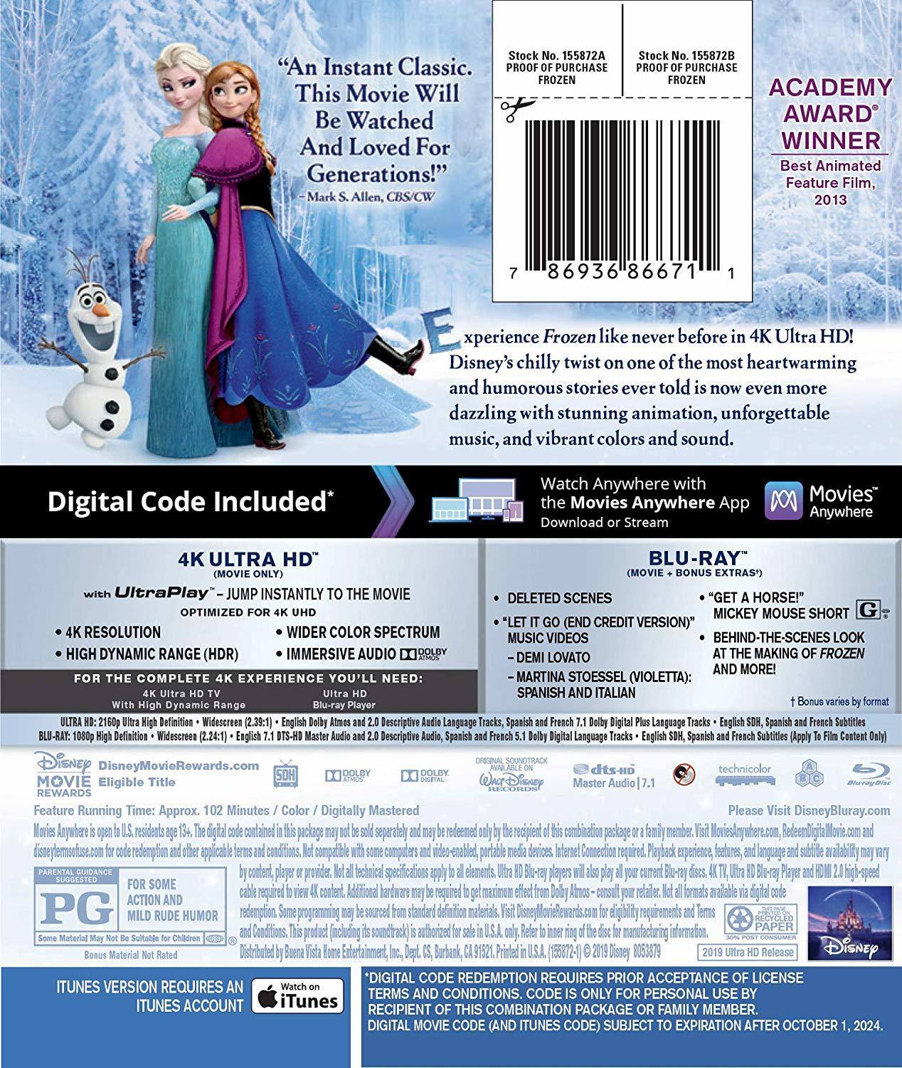 Alt View 1. Frozen   - 4K Blu-Ray.