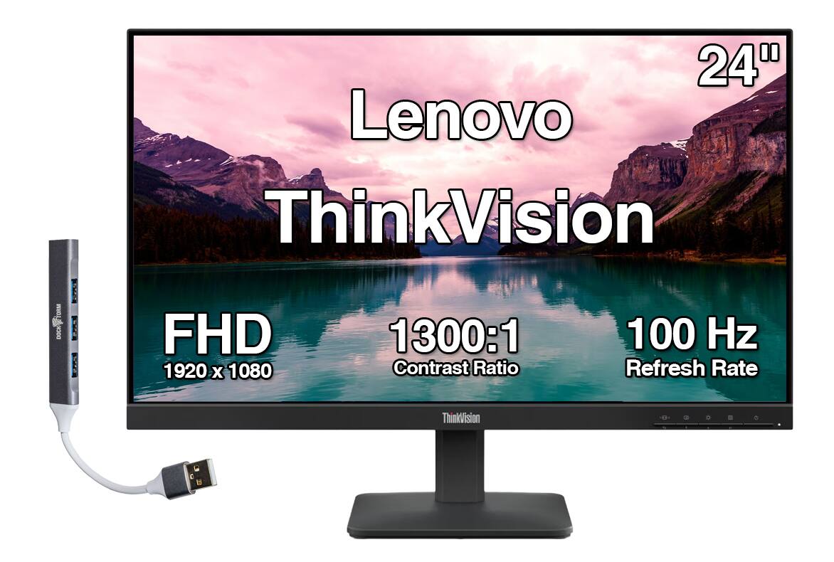 24" Lenovo ThinkVision DIRM DOCKSCTORM  
FHD 1920 x 1080  
1300:1 Contrast Ratio  
100 Hz Refresh Rate