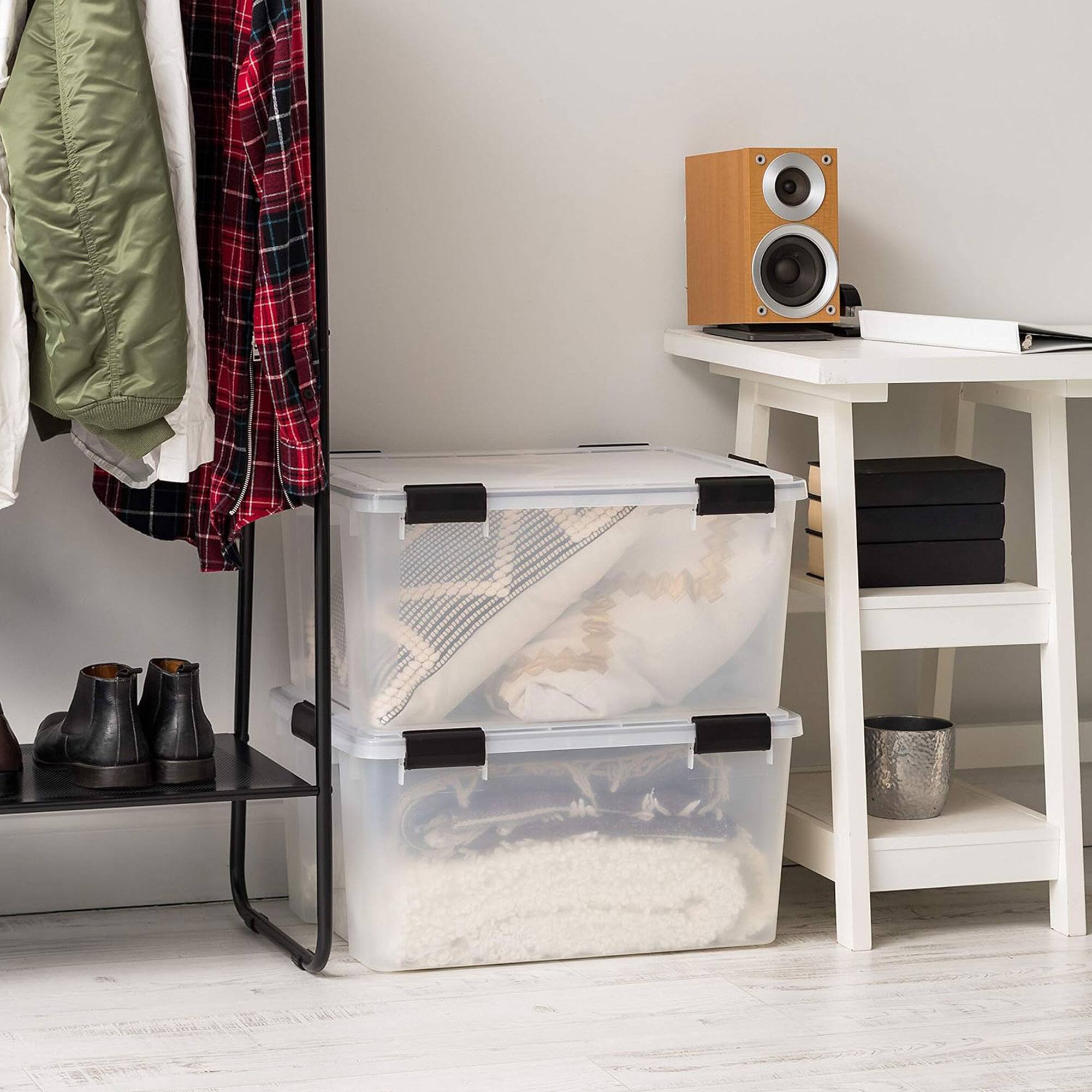 Alt View 1. IRIS USA - IRIS USA 63 Qt Storage Bins Plastic Gasket Box with Tight Latching Lids, 2 Pack - Clear.