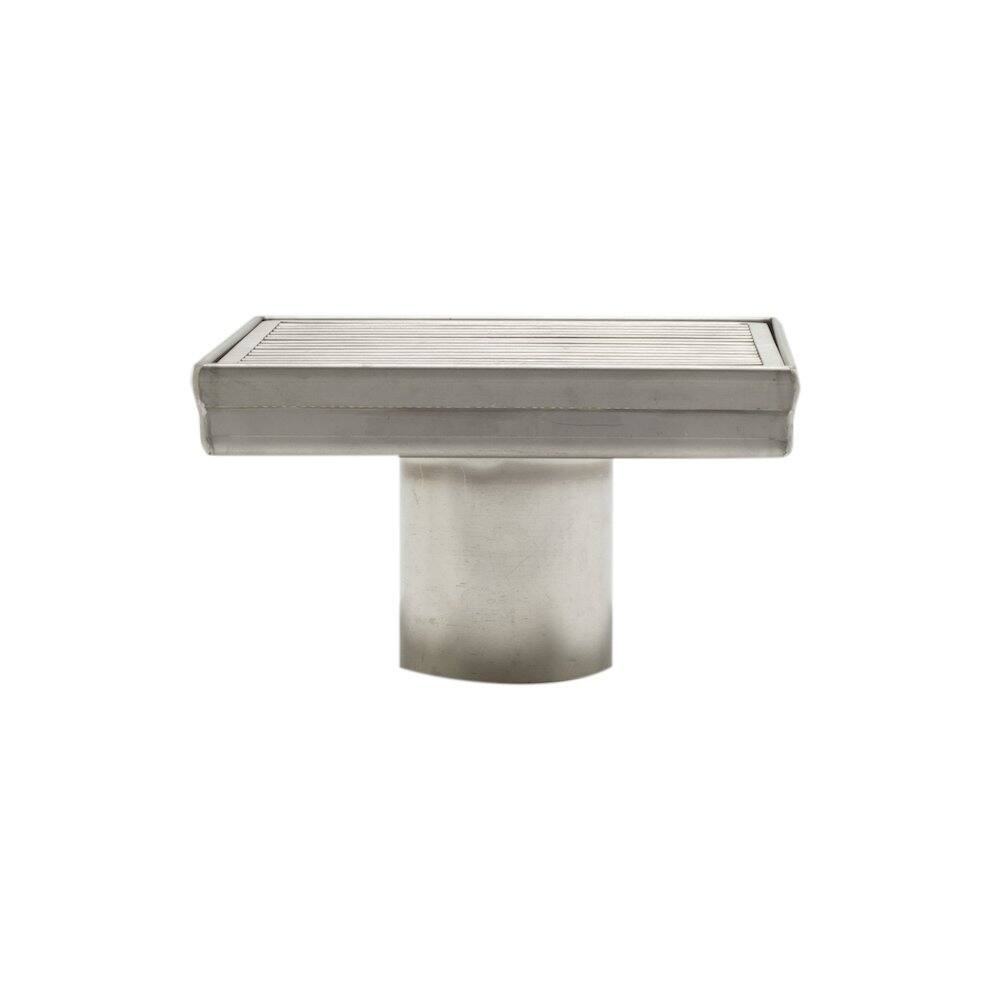 Left. Alfi - 5" x 5" Square Stainless Steel Shower Drain with Groove Lines - Gray.
