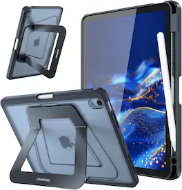 Fintie - Shockproof Case for iPad Air 11-inch/ iPad Air 5th/4th Gen 10.9 in | Slim Frosted Hard Back Cover with Kickstand - Black