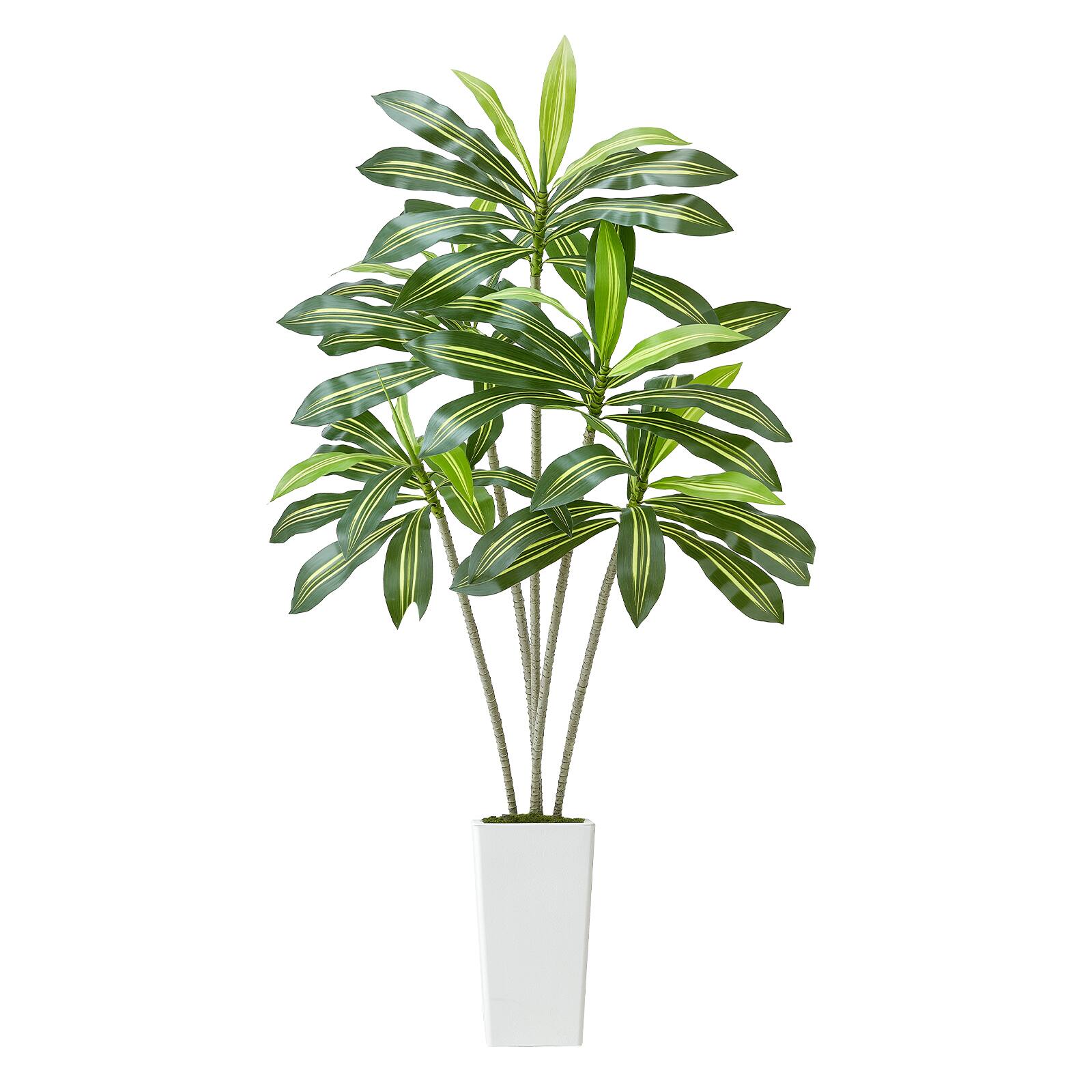 Alt View 5. VEVOR - Artificial Dracaena Tree 6 ft, Fake Palm Tropical Plants with White Tall Planter, Faux Floor Silk Plant in Pot - green.