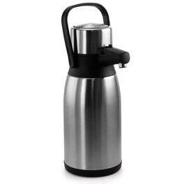 MegaChef - 3.17 Quart Stainless Steel Airpot Hot Water Dispenser for Coffee and Tea - Silver and Black
