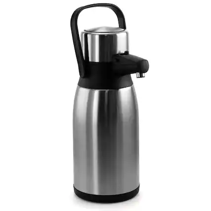 Front. MegaChef - MegaChef 3.17 Quart Stainless Steel Airpot Hot Water Dispenser for Coffee and Tea - Silver and Black.