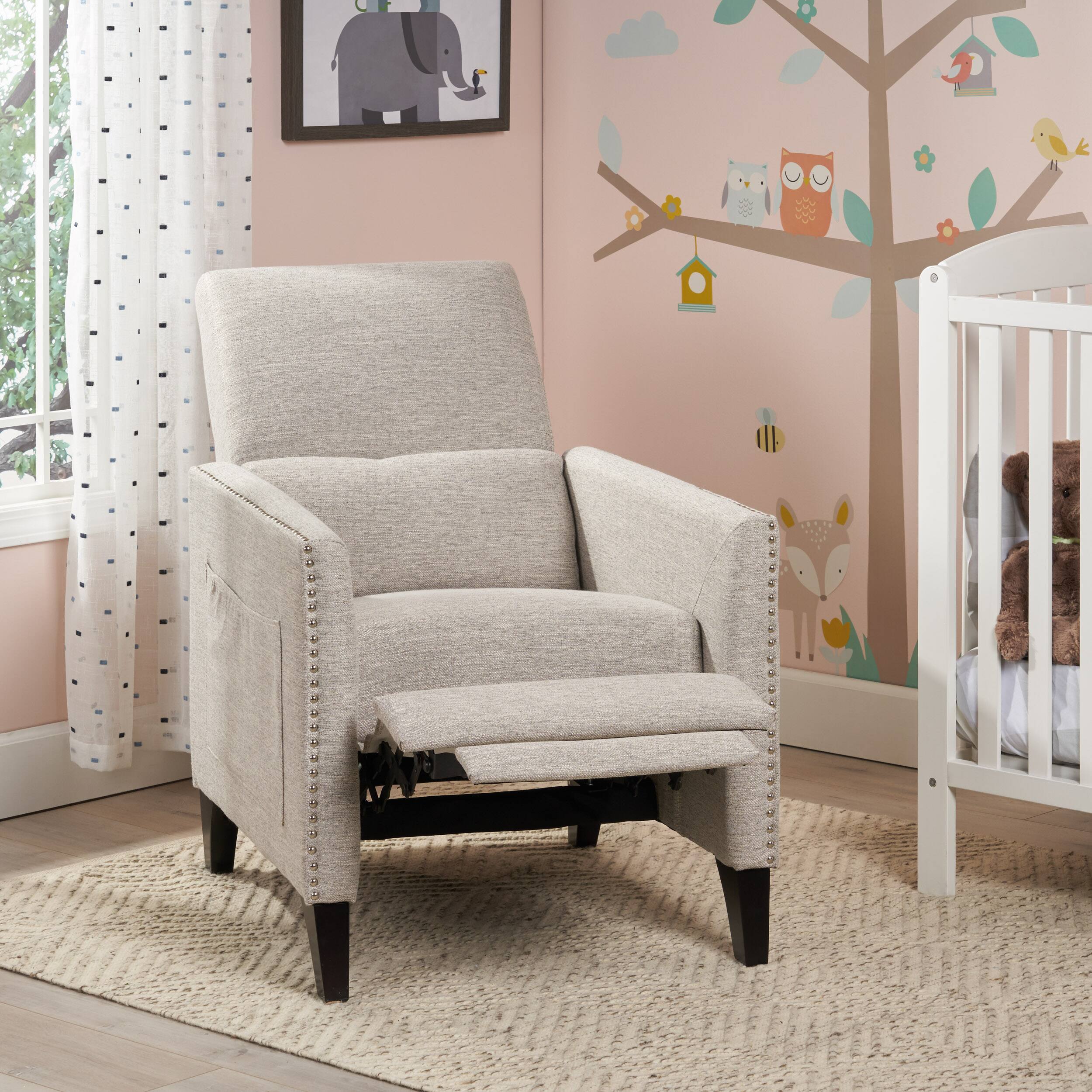 Alt View 1. TinyHomie - Pushback Recliner Chair Push Back Recliner with Rivet Decoration Mid Century Accent Chair for Living Room Bedroom - Gray.