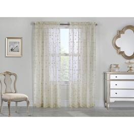 Commonwealth Home Fashions - Commonwealth Habitat Grandeur Deep Scalloped Embroidery Pole Top Window Panel - 52x84" - Cream