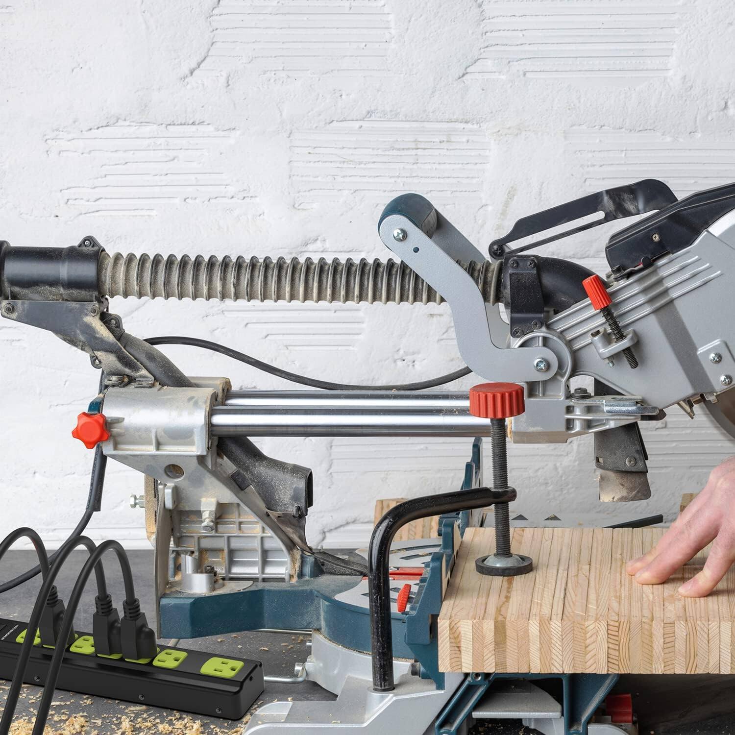 Alt View 5. Monster - Workshop Heavy-Duty Garage Power Strip Surge Protector - 4ft and 7 Outlets - Black.