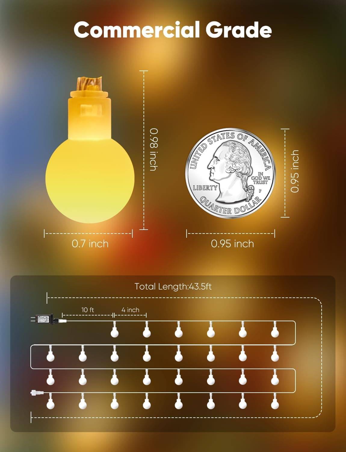 Commercial Grade  
0.98 inch  
STATES OF UNITED AMERICA IN GOD WE TRUST LIBERTY  
QUARTER DOLLAR  
0.95 inch  
0.7 inch  
0.95 inch  
Total Length: 43.5 ft  
10 ft  
4 inch
