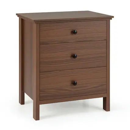 Front. Kadyn - Night Stand, Nightstand, Modern End table, 3-Drawer Nightstand with Wooden Finish for Bedroom-Brown - Brown.