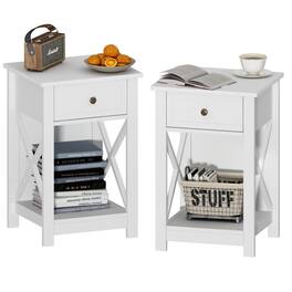 Empire DigiLabs - Nightstand Set Of 2 Modern X-design Night Stand Bedside End Table With Open Storage For Place Bedroom - White