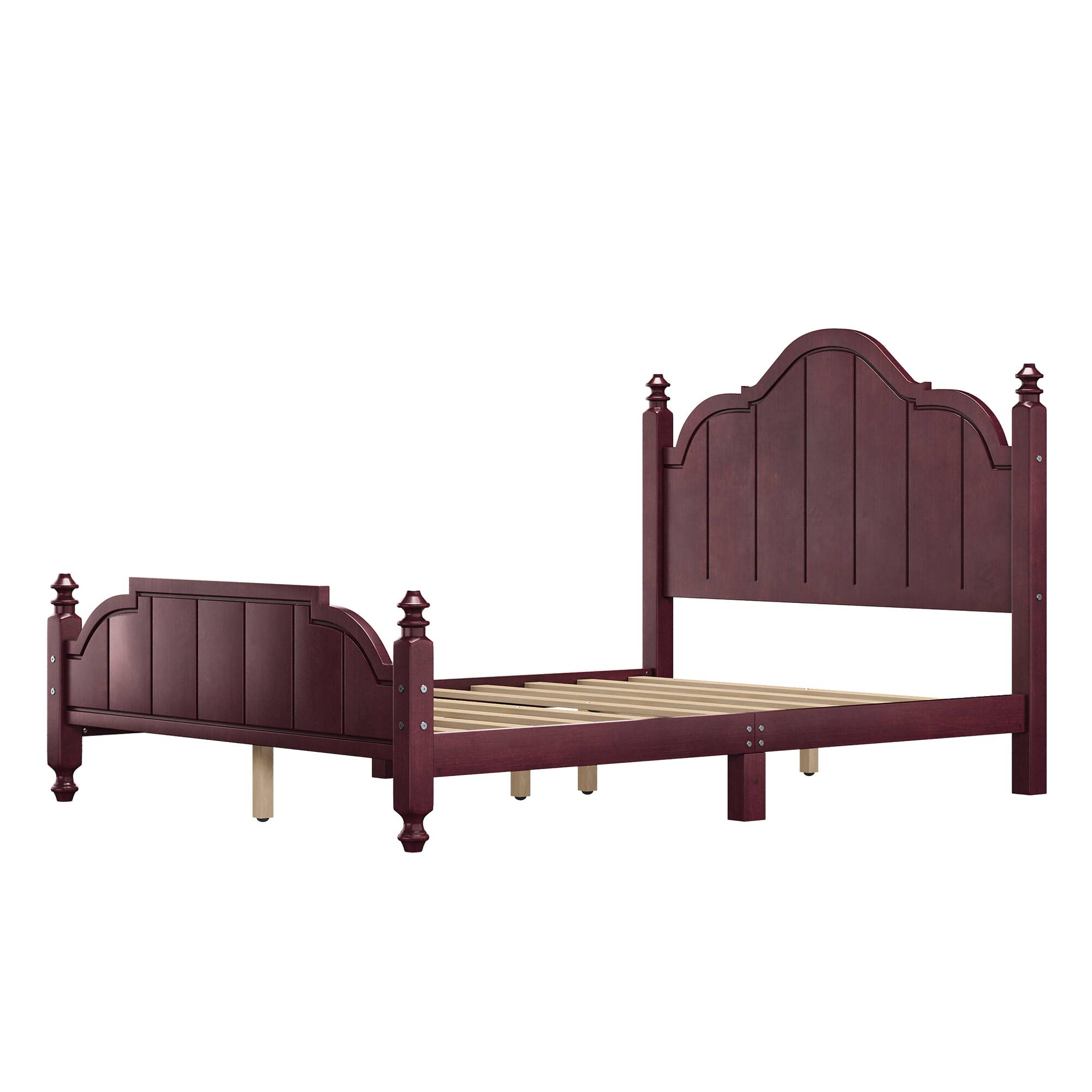 Alt View 4. GOODSILO - Vintage-Inspired Full Size Wooden Platform Bed Frame with Headboard and Slat Support - Espresso.