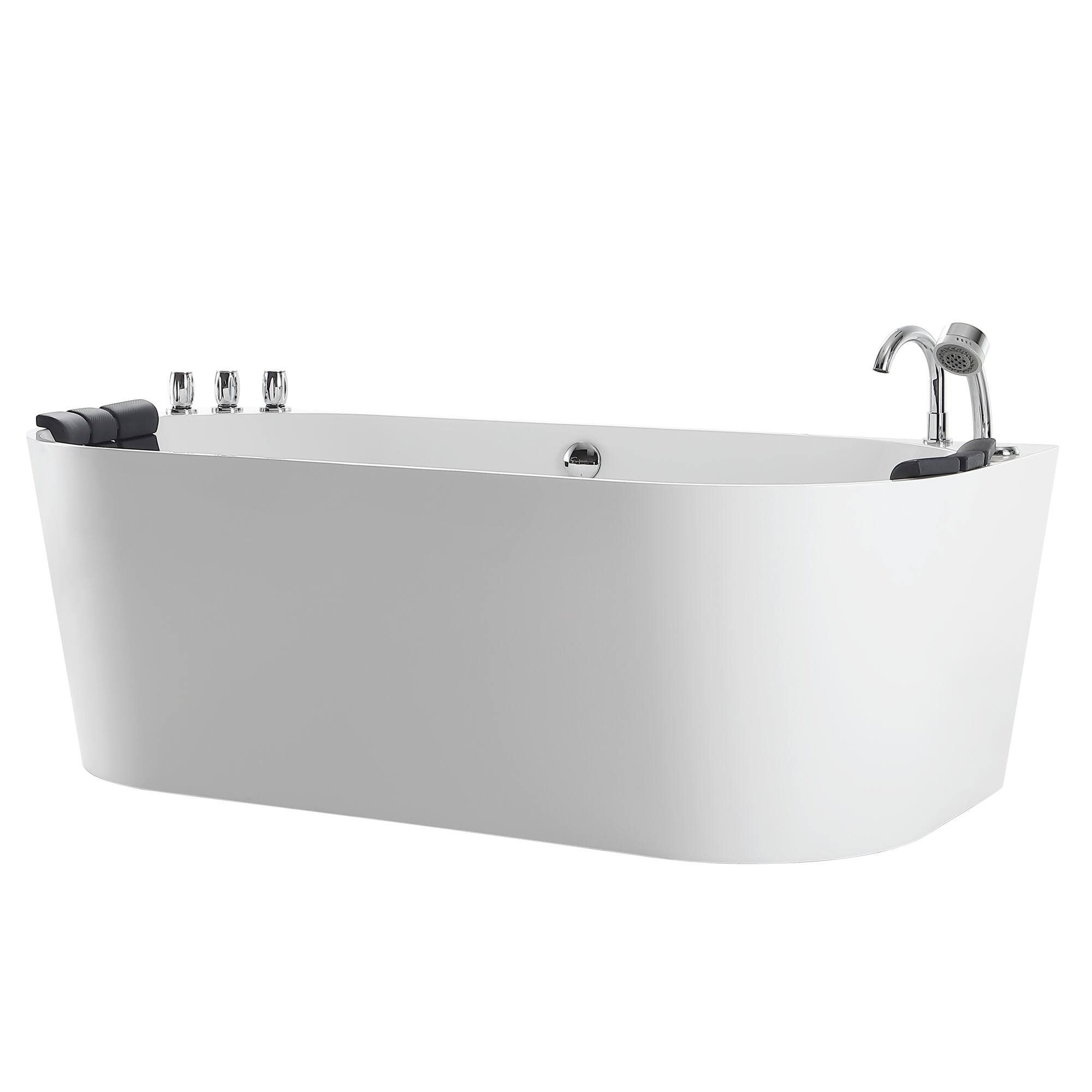 Alt View 2. Empava - 67 in. x 31.5 in. Center Drain Freestanding Whirlpool Bathtub Hydrotherapy Jetted Soaking Bath Tub - Tub filler in White - White.