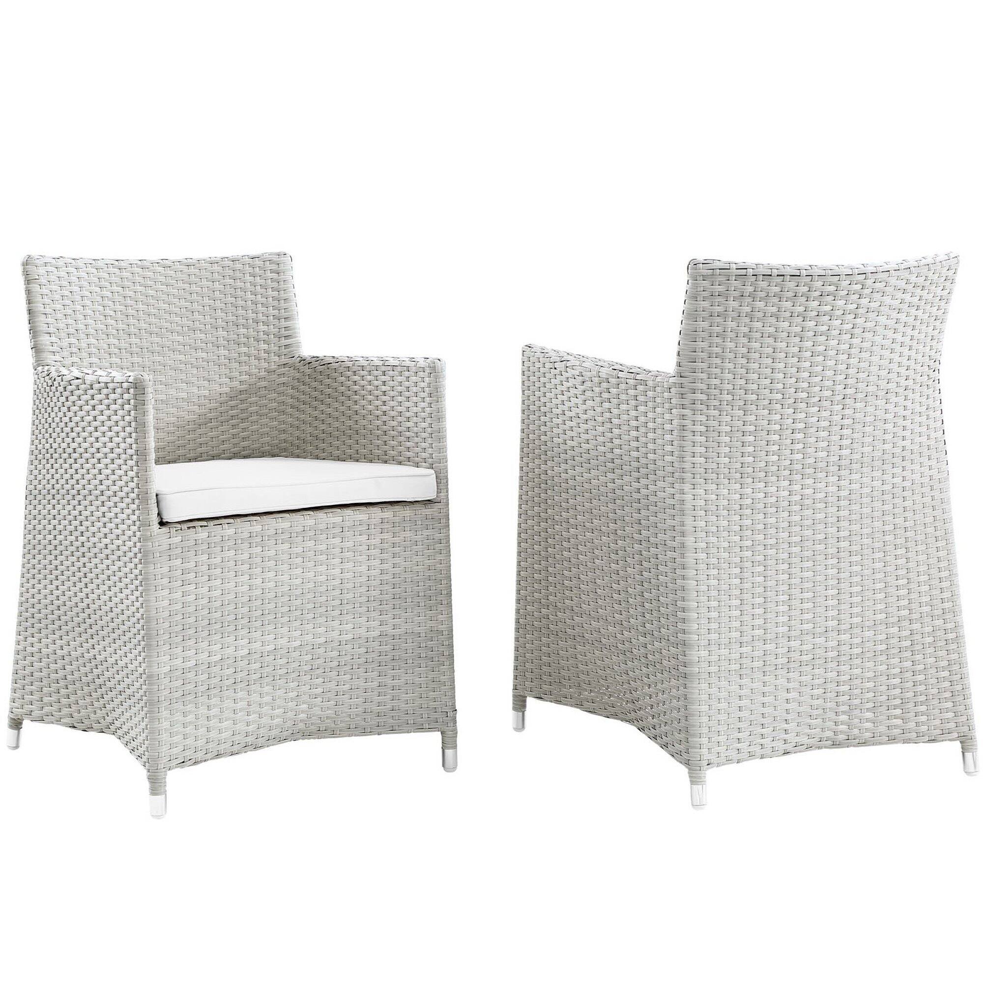 Junction Outdoor Patio Wicker Armchair Set of 2 by Modway - Gray White