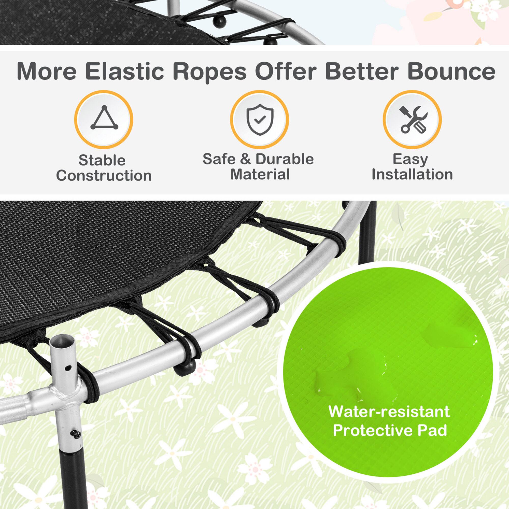 More Elastic Ropes Offer Better Bounce

- Stable Construction
- Safe & Durable Material
- Easy Installation
- Water-resistant Protective Pad
