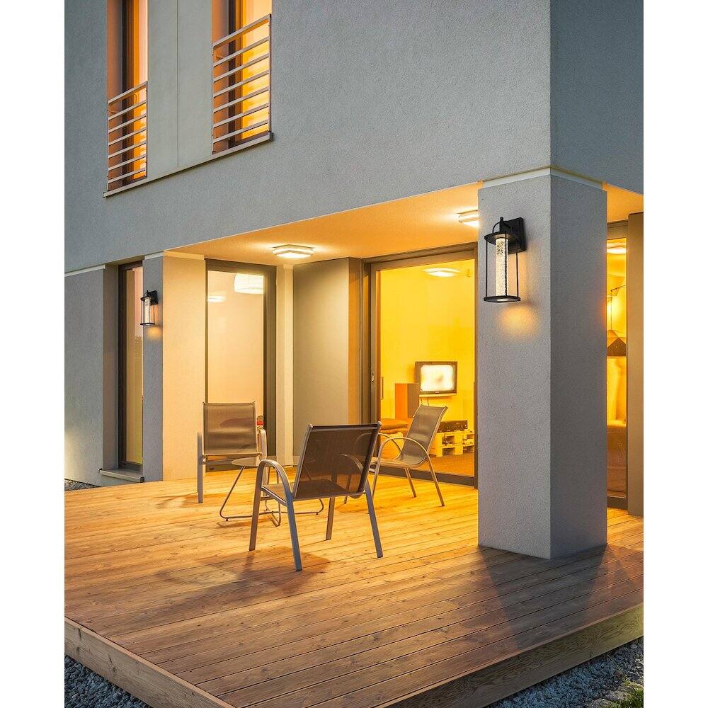 Alt View 4. Elegant Lighting - Zev 15 inch LED Outdoor Wall sconce in Black - Black And Clear.
