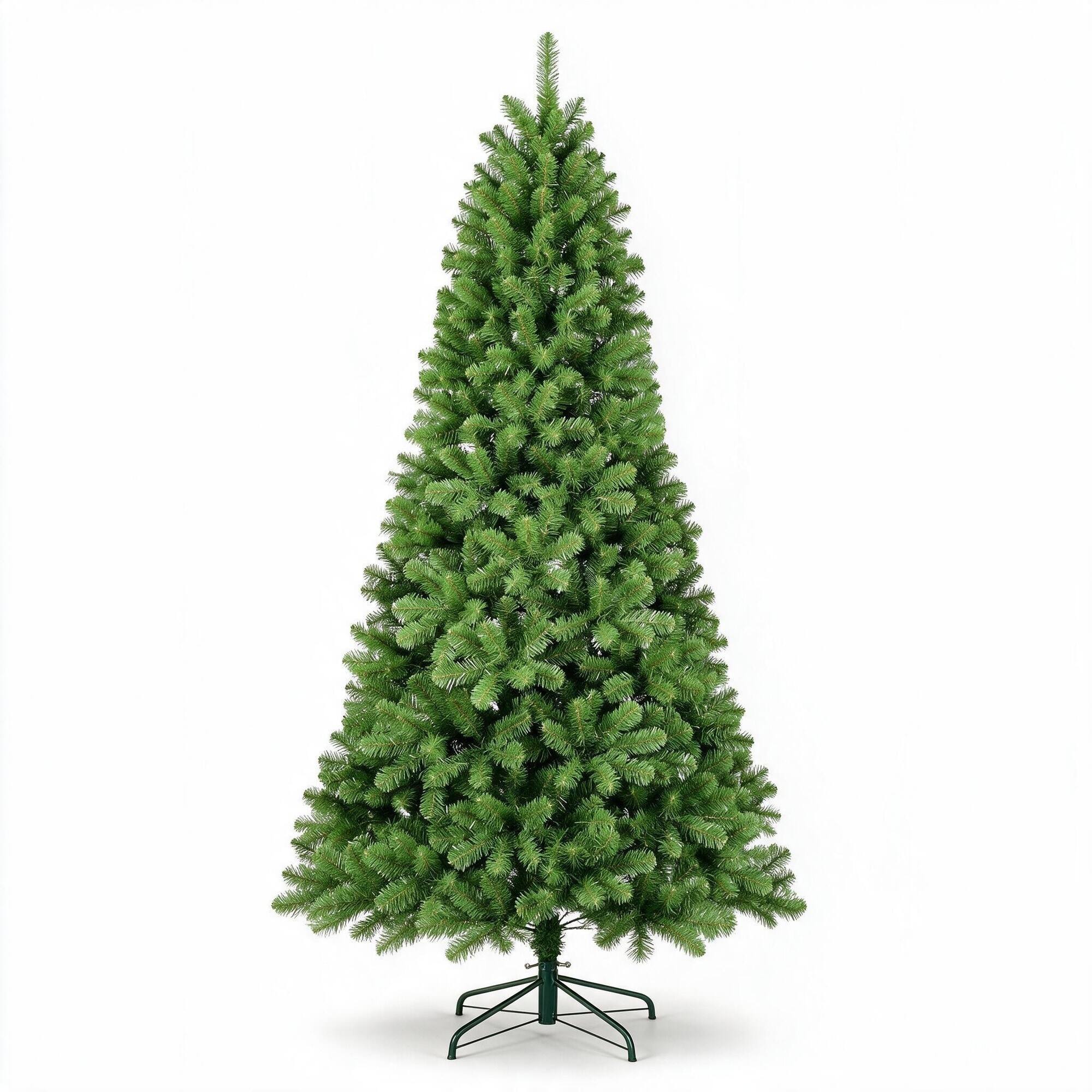 Front. RYHNUYNE - 6FT Green PVC Artificial Christmas Tree, 760 Tips Memory Wire Hinged Structure Easy Setup Indoor Holiday Decor - Green.