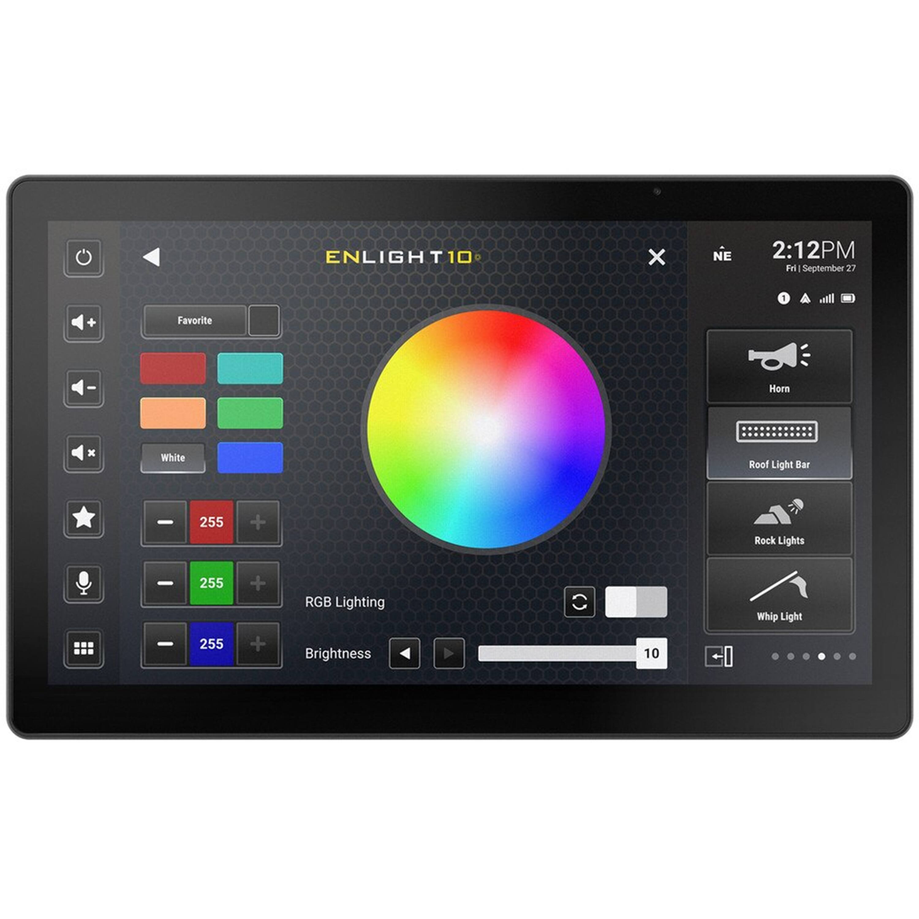 ENLIGHT10 x NE 2:12PM Fri September 27 atll + Favorite I Horn x White Roof Light Bar - 255 + Rock Lights - 255 255 + + RGB Lighting Brightness C 10 Whip Light