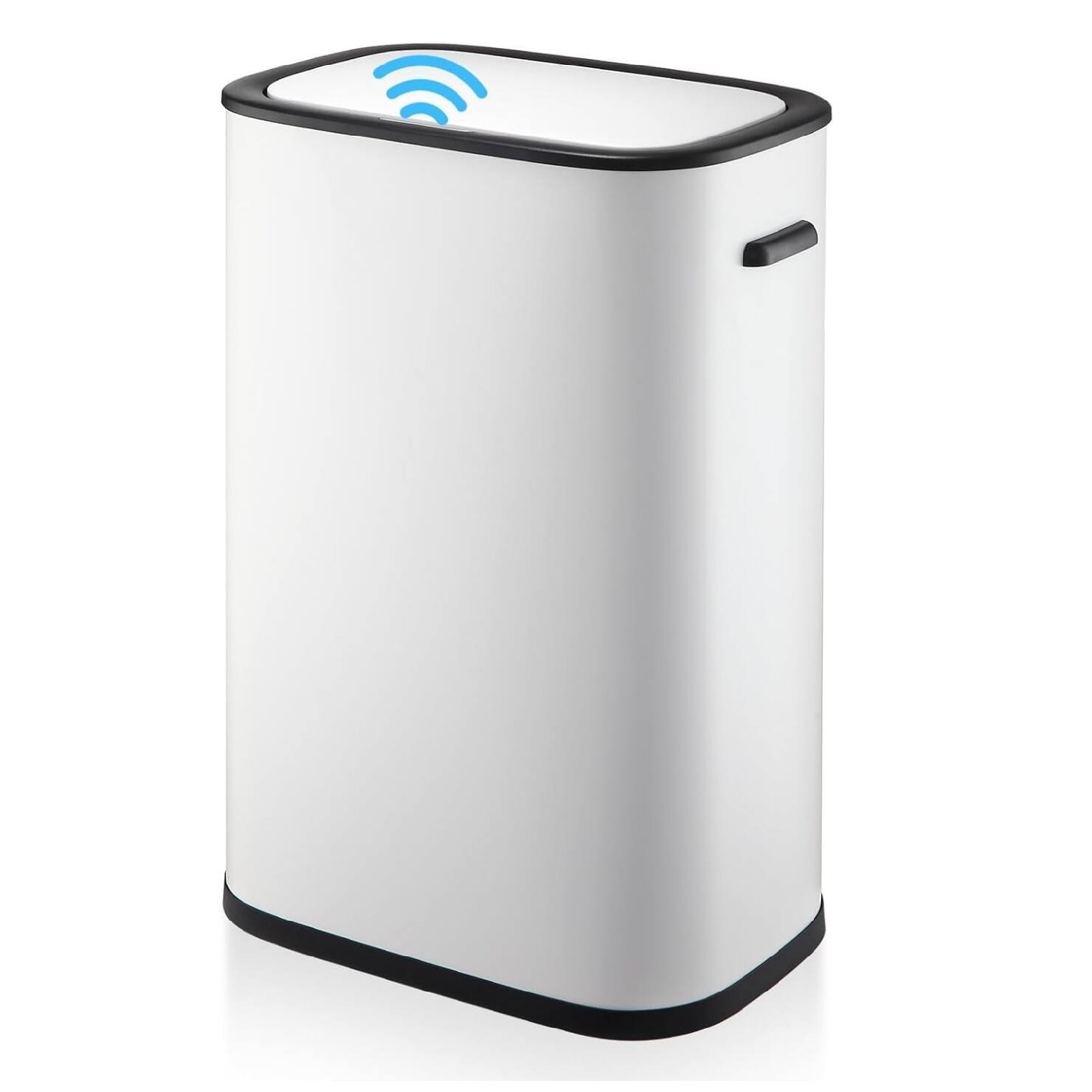 Front. GARVEE - 55 L Automatic Garbage Can, Motion Sensor Trash Can with Soft-Close Lid and Handle,Removable Inner Bucket - White.