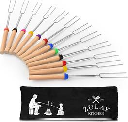 Zulay Kitchen - Sturdy Marshmallow Sticks for Fire Pit - Great Smores Sticks Smores Kit for Fire Pit, 32" Value 12 Pack - Multicolor