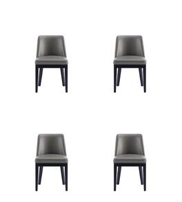 Manhattan Comfort - Gansevoort Modern Wood Vegan Leather Dining Chair - Set of 4 - Graphite