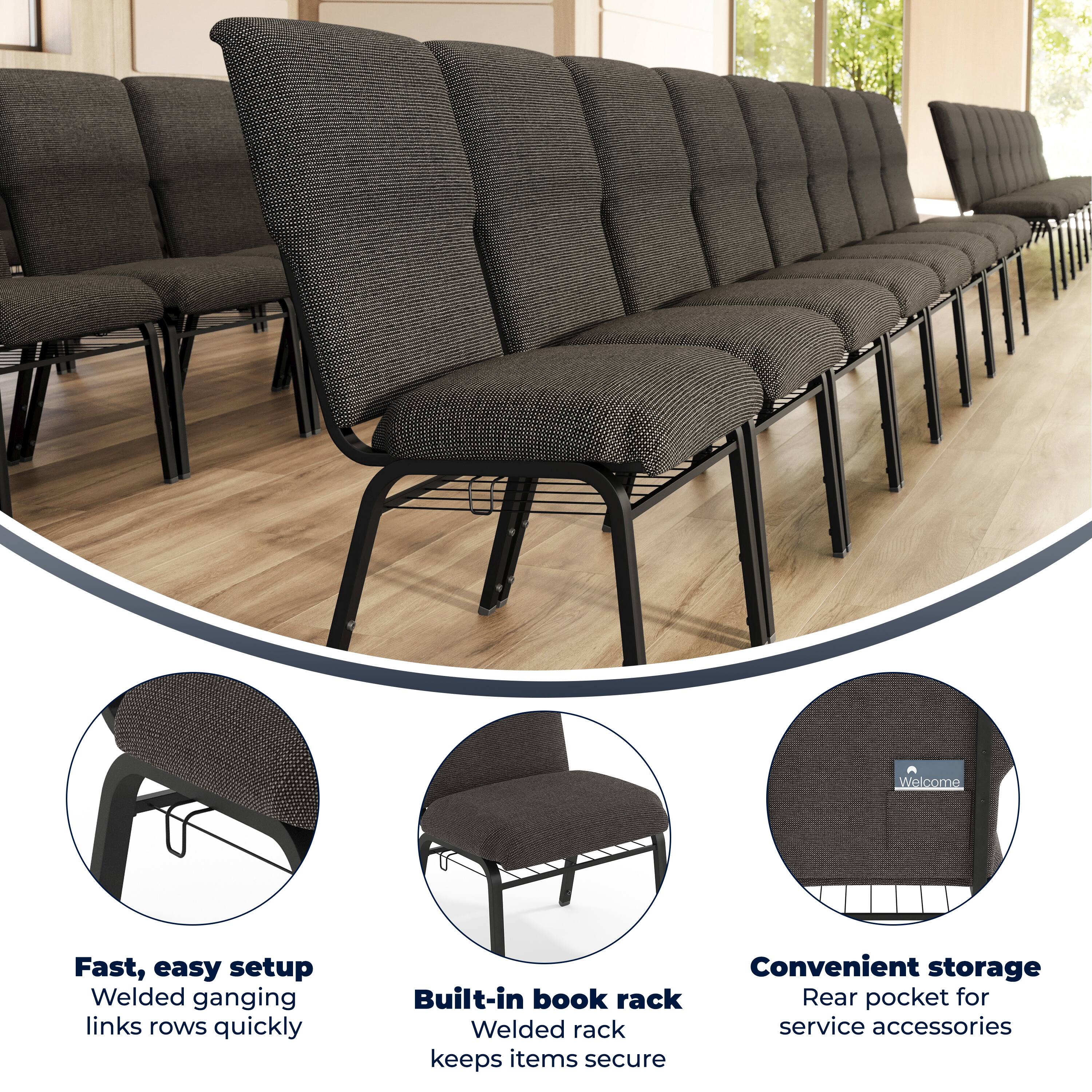 Welcome

Fast, easy setup
Welded ganging links rows quickly

Built-in book rack
Welded rack keeps items secure

Convenient storage
Rear pocket for service accessories