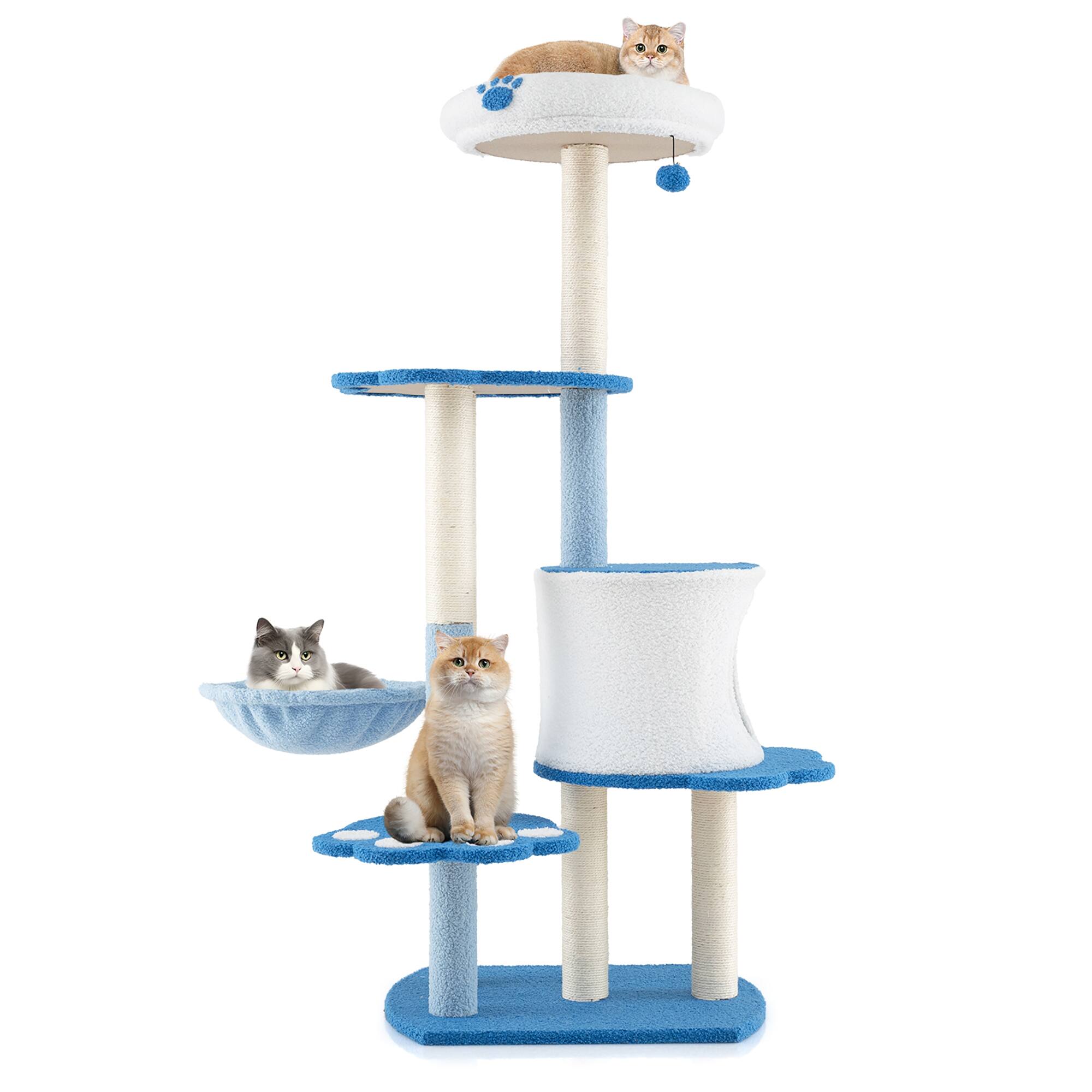 Alt View 9. Gymax - Gymax 54'' Cat Tree Tower w/ Sisal Scratching Posts Bell Cat Perch Cat Condo - GYM14413.
