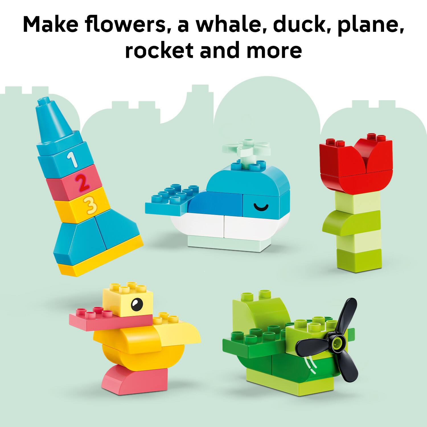 Make flowers, a whale, duck, plane, rocket and more