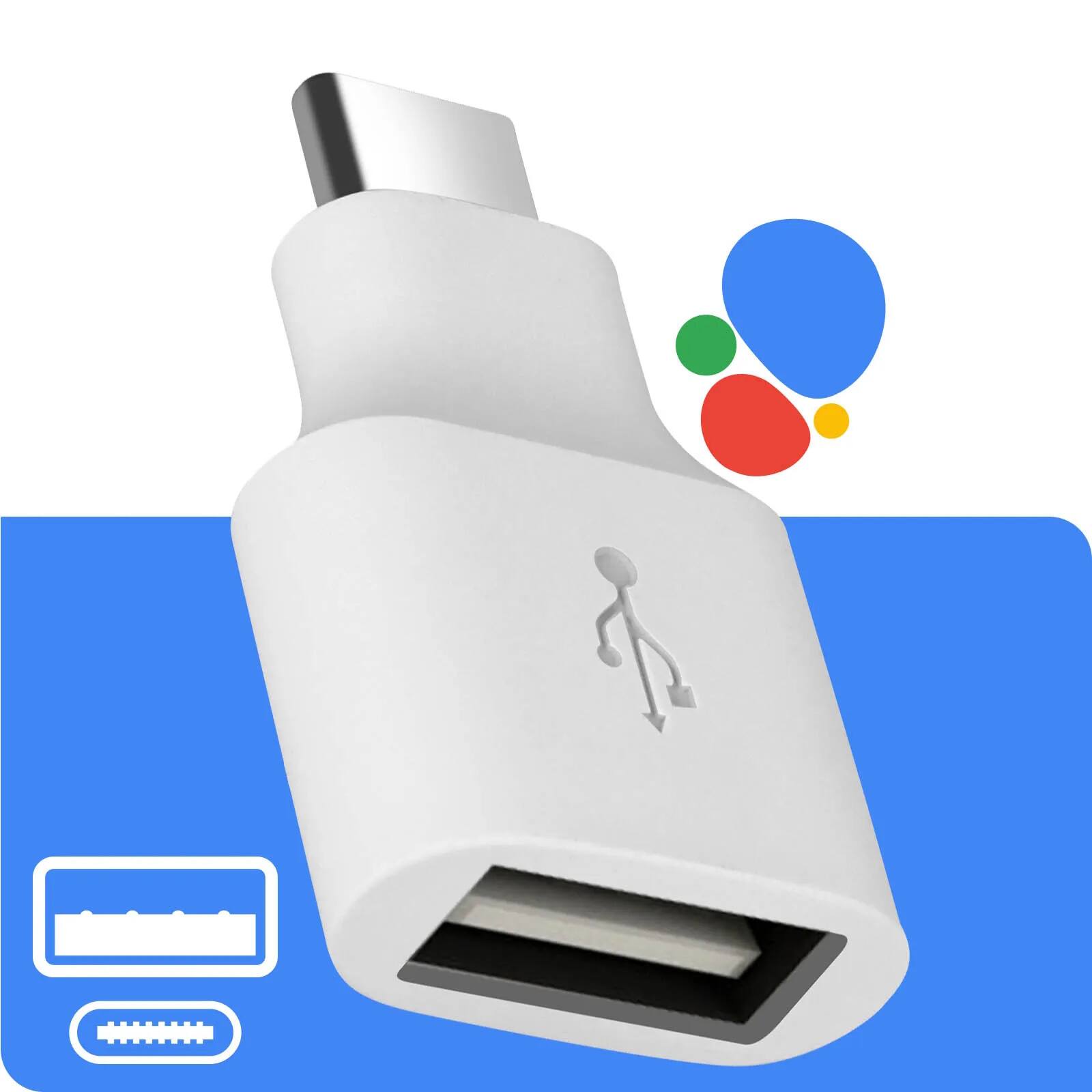 Angle. Google - Google USB Type-C to USB Standard-A OTG Adapter (Type-C Male to Type-A Female) - White - White.