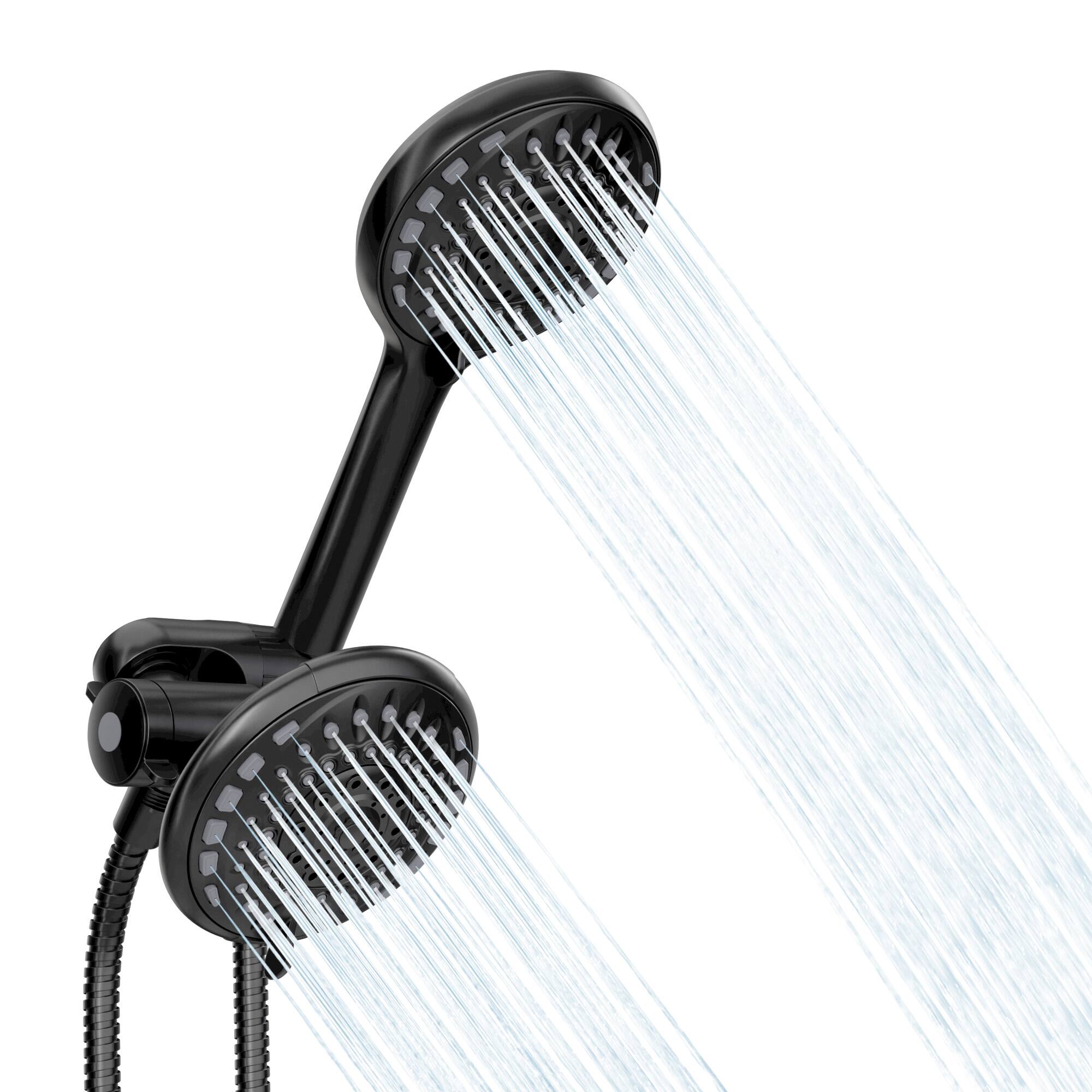 Left. Akicon - Akicon 2-in-1 Rain Shower Head with Handheld Spray Combo 6-Setting Anti-Clog Nozzles 2.5 gpm in Black - Black.