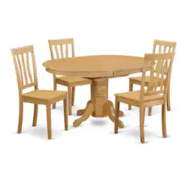 East West Furniture - 5 Pc Dining room set-Oval dinette Table with Leaf and 4 Dining Chairs - Oak