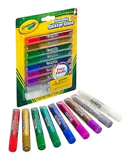 Crayola - Glitter WashableRemovable Craft Glue, 0.35 oz., White (69-3527) - Assorted Colors