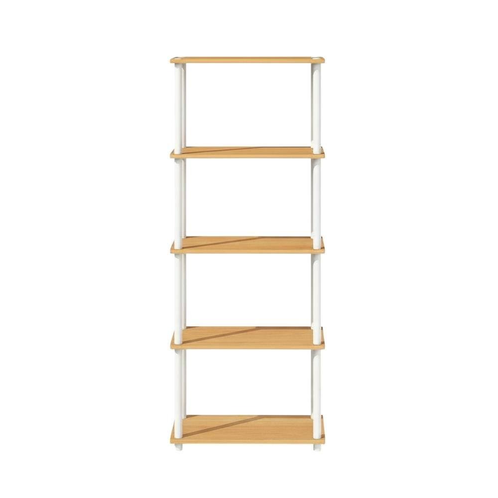 Back. FurniFact - Wooden Bookcase with Open Shelving for Modern Storage and Display - Beech/White.