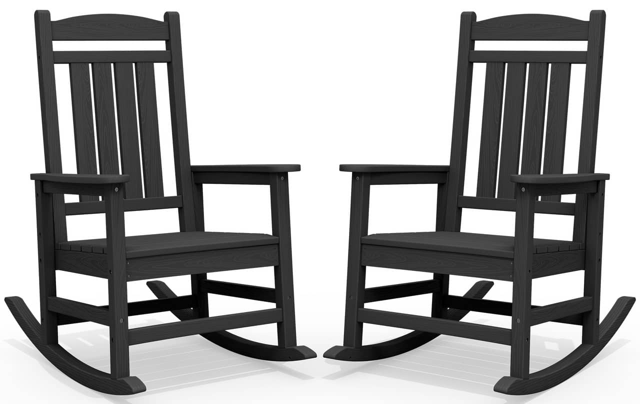 SERWALL - Outdoor Rocking Chair Set of 2, Patio Rocking Chair, HDPE All-Weather Oversized Outdoor Rocking Chair - Black price history on PriceWatchPro