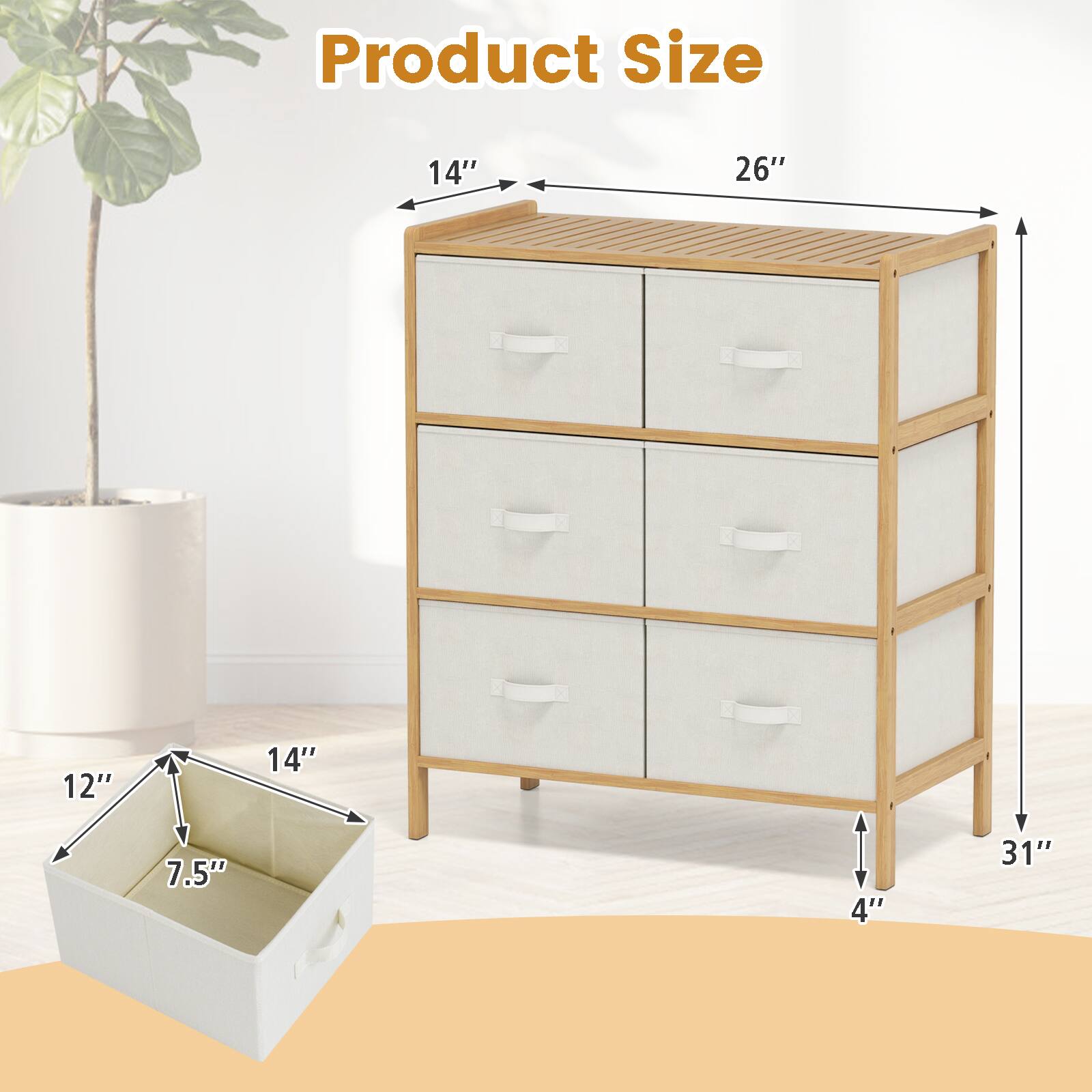 Product Size

- Width: 26"
- Height: 31"
- Depth: 14"
- Drawer Dimensions: 14" x 12" x 7.5"
- Leg Height: 4"