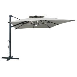 Mondawe - 10x13ft Cantilever Patio Lighted Umbrella with 360° Rotation, DIY Drape Hook - Gray
