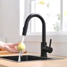 Ropilly - Kitchen Faucet with Pull Down Sprayer, Single Handle Prep Sink Faucet for Bar, Bathroom or Kitchen - Black