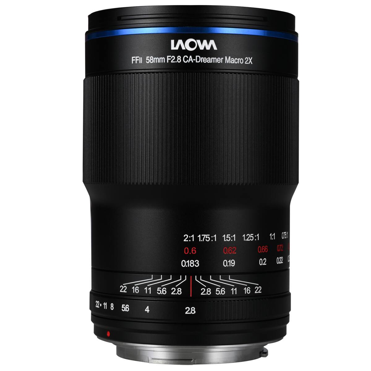 MOVI FFII 58mm F2.8 CA-Dreamer Macro 2X  
2:1 1.75:1 15:1 1.25:1 11  
0.6 0.62 0.66 0.72  
0.183 0.19 22  
11 8 22 16 56 11 4  
5.6 2.8 2.8 5.6 28  
11 16 22