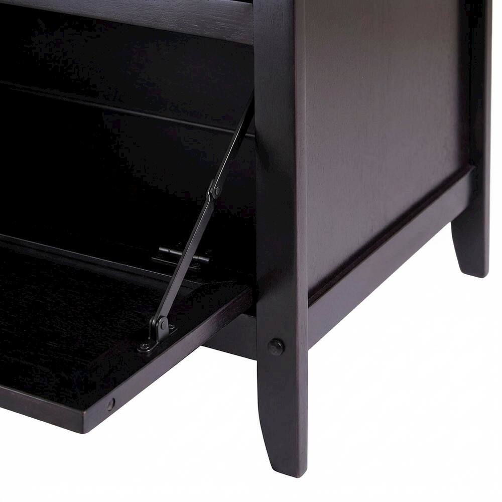 Back. FurniFact - Dark Espresso TV Stand with Transitional Style and Solid Wood Finish - Espresso.