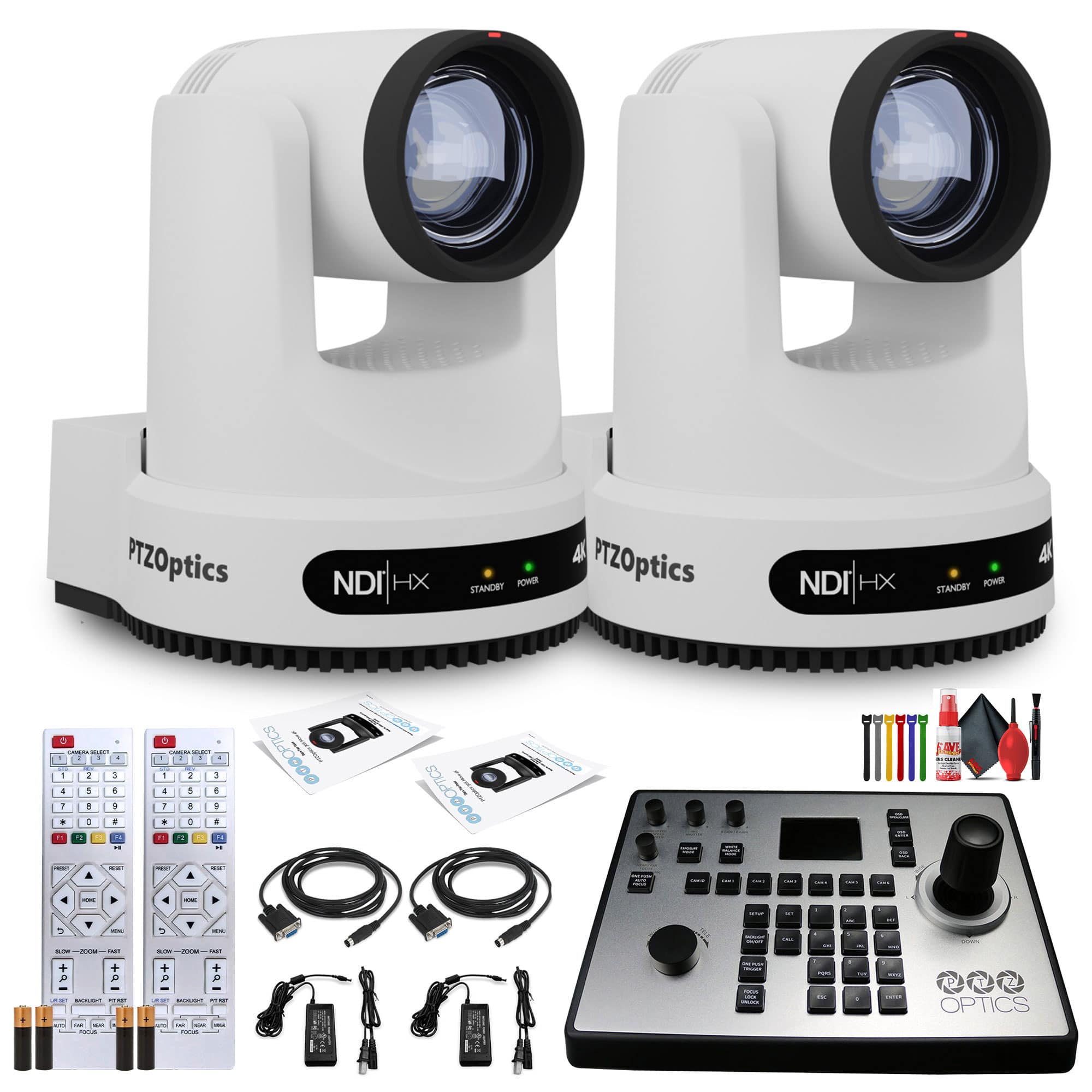 2 x PTZOptics Move 4K PTZ Camera with 20x Zoom (White) (PT20X-4K-WH-G3) + PT-JOY-G4 Controller